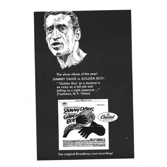 Sammy Davis Golden Boy Capitol Records AD 1960s Vintage Print Ad 9 in Broadway - Picture 1 of 4